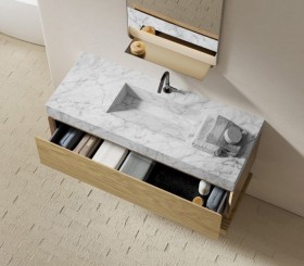 Mueble Suspendido de Roble + Encimera de HI-MACS® Carrara | 25021