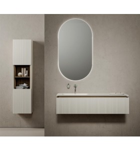 Mueble Suspendido de Roble Blanco efecto 3D + Lavabo | 250123
