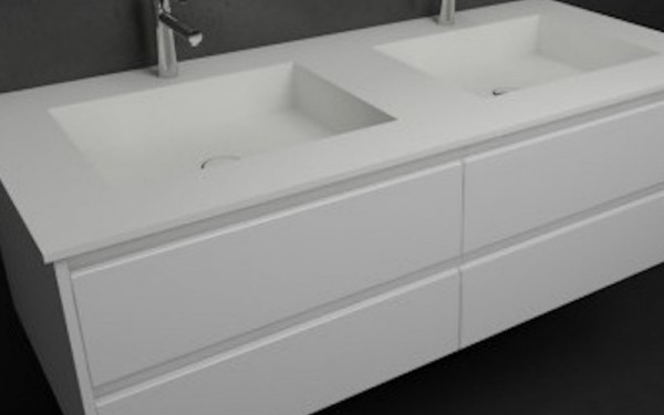 Mueble MDF 4 Cajones + 2 Lavabos de Resina Ejemplo