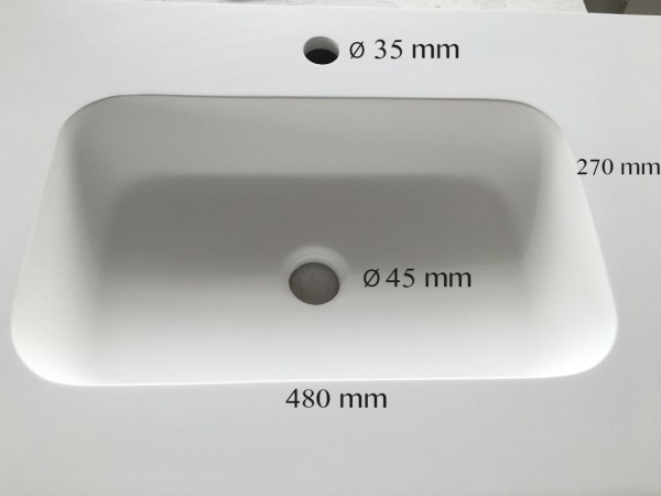 Mueble MDF 4 Cajones + 1 Lavabo de Resina Desplazado Seno