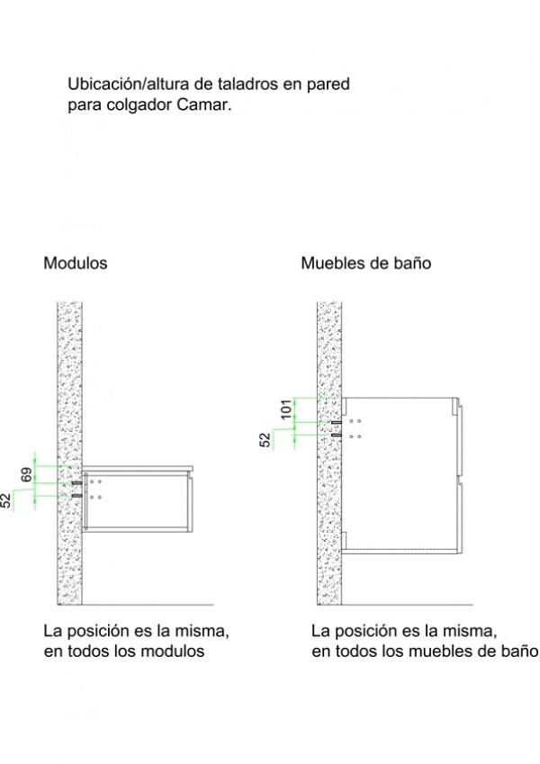 Módulo Suspendido R421 con 2 Cajones Plano