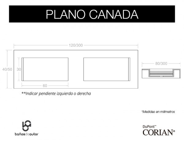 LAVABO DE CORIAN® CANADA PLANO