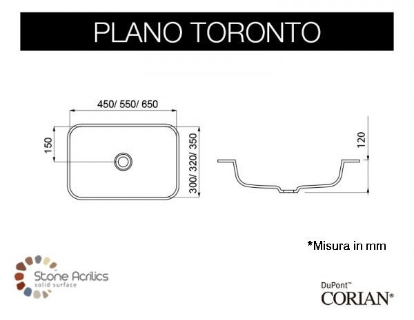 lavabo corian y mueble Plano